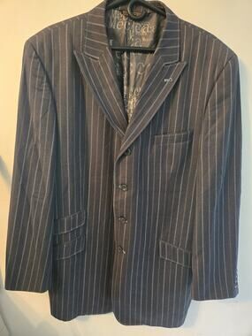 Men's Gray Pinstriped MECCA Blazer Jacket 44R 38w